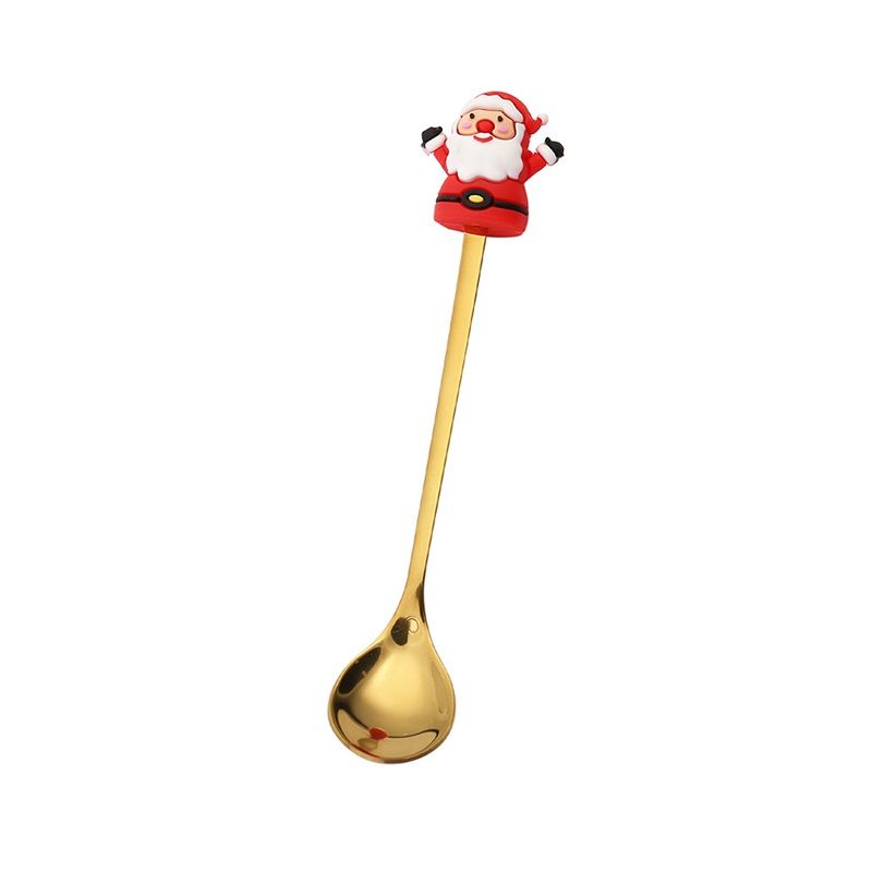 4PCS Christmas Spoon Fork Set Stainless Steel Santa Christmas Tree Shaped Decor Tableware for Home Dinner with Red Box