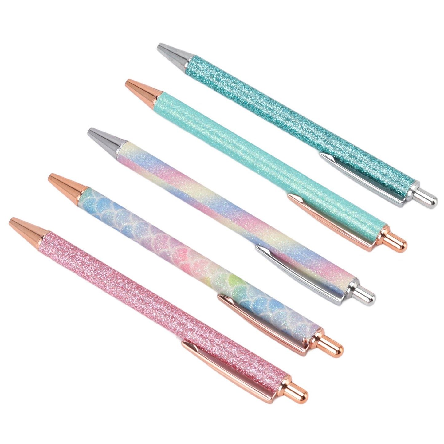 Ballpoint Pens Waterproof Ink Lightweight Portable Plastic Pressing Type Clip Design Writing Ballpoint Pens Set of 5pcs