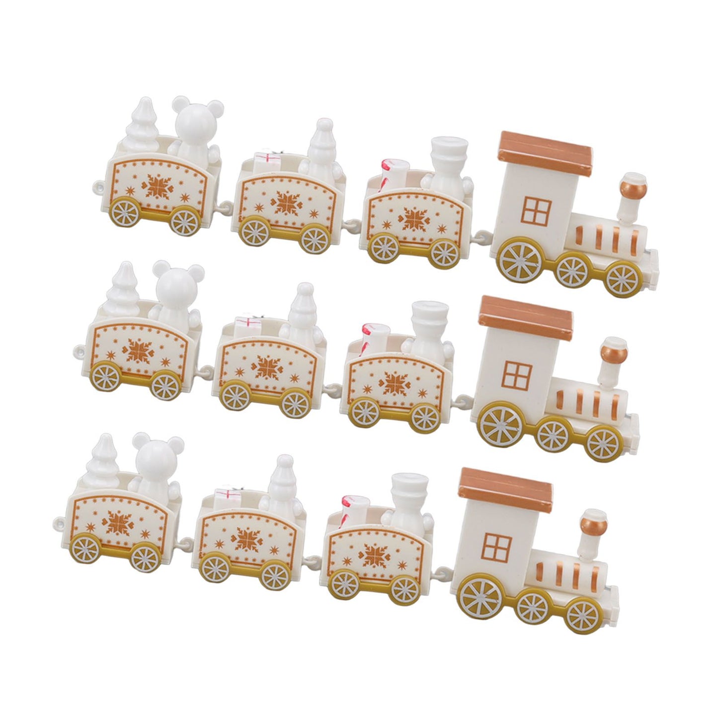 3 Sets Small Train Christmas Decorations Exquisite Mini Train Decor Set Christmas Decoration Props White