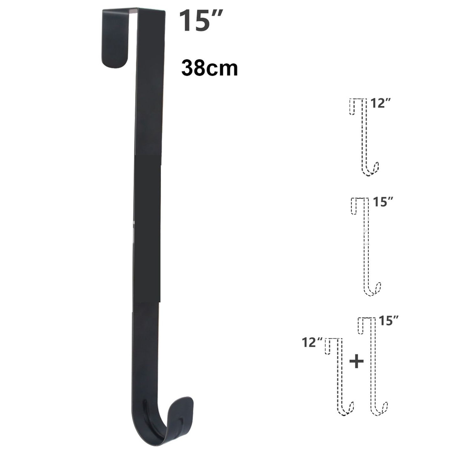 Adjustable Wreath Door Hanger Damage Free Wreaths Hanging Over The Door Hooks Iron Door Hanger for Christmas Wreath Black