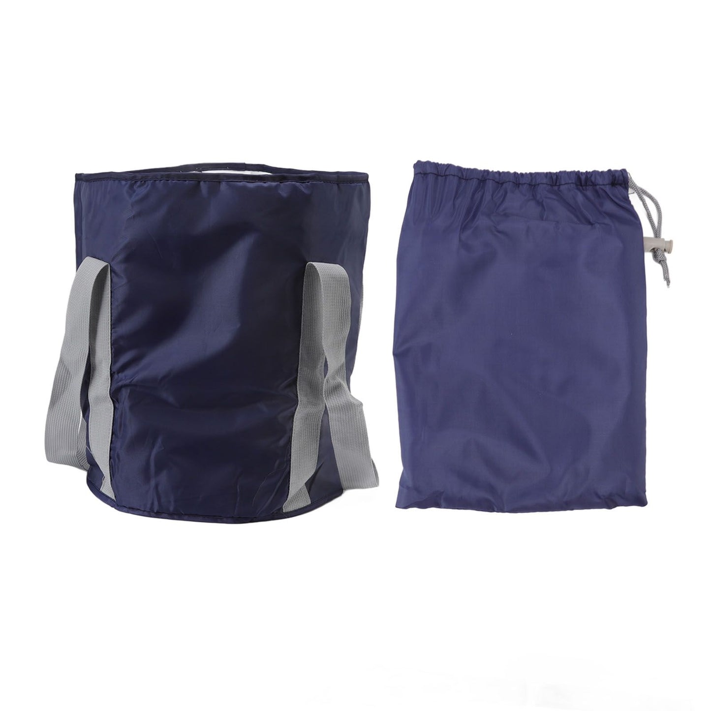 Foldable Foot Tub Polyester Double Layer Collapsible Camping Bucket with Storage Bag for Outdoor Navy Blue