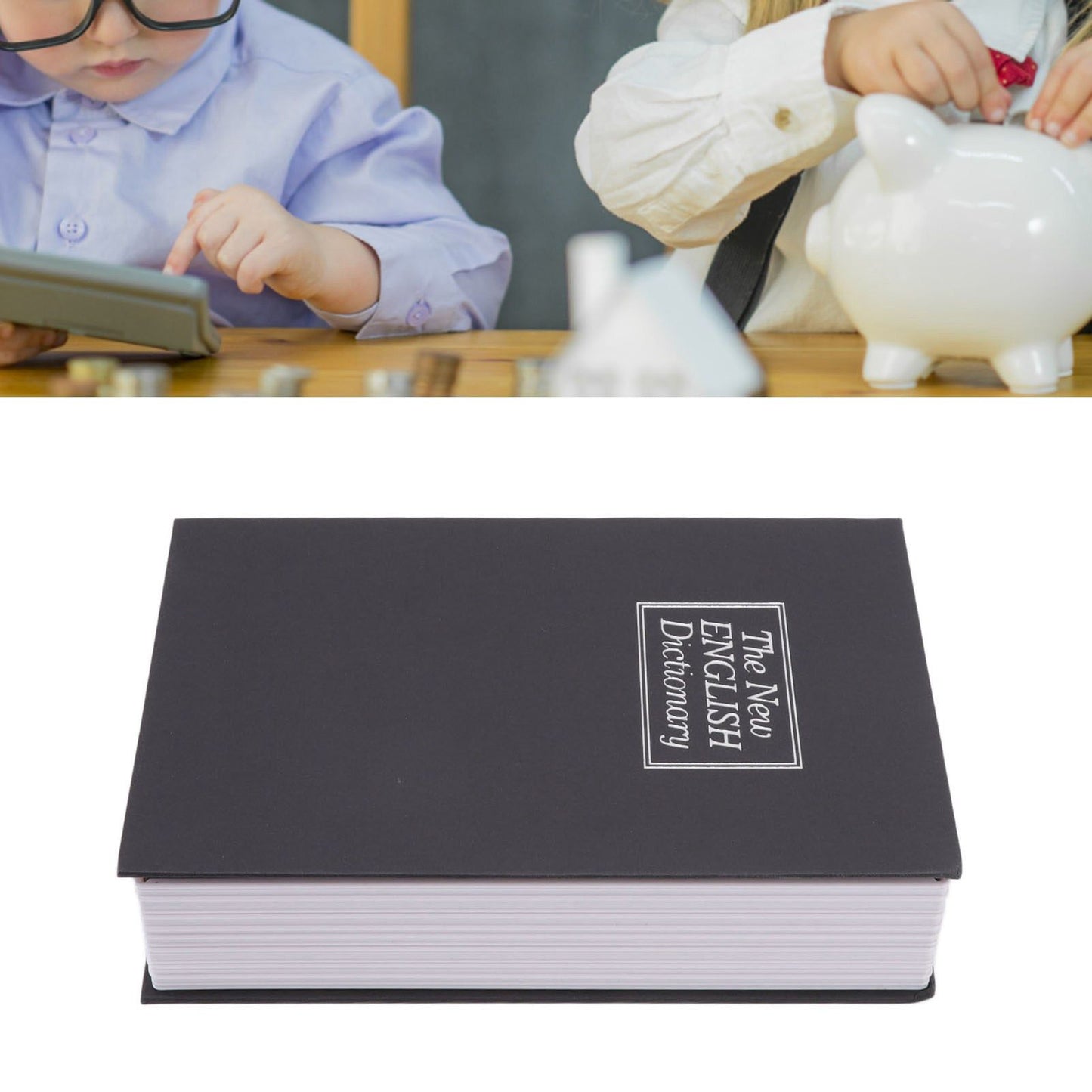 Dictionary Coin Piggy Banks Money Saving Box with Coded Lock Book Shape Secret Birthday Gift for Kids Safe Box Black S
