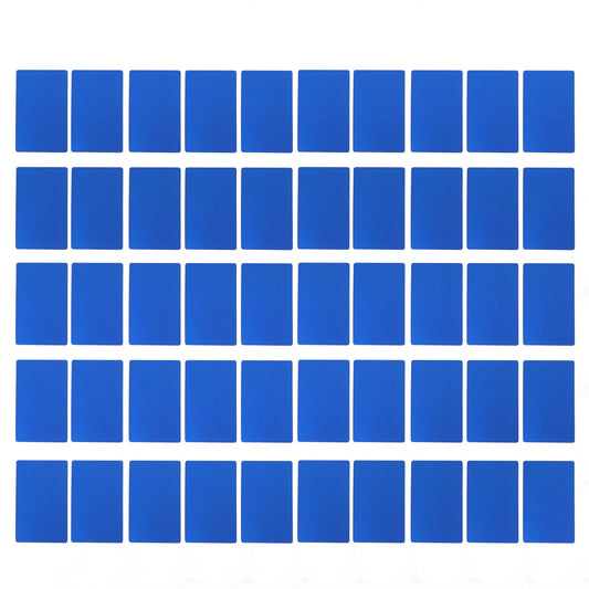 50PCS Business Name Card Laser Engraving Waterproof and Wear Resistant Aluminum Visiting Card for Company Blue