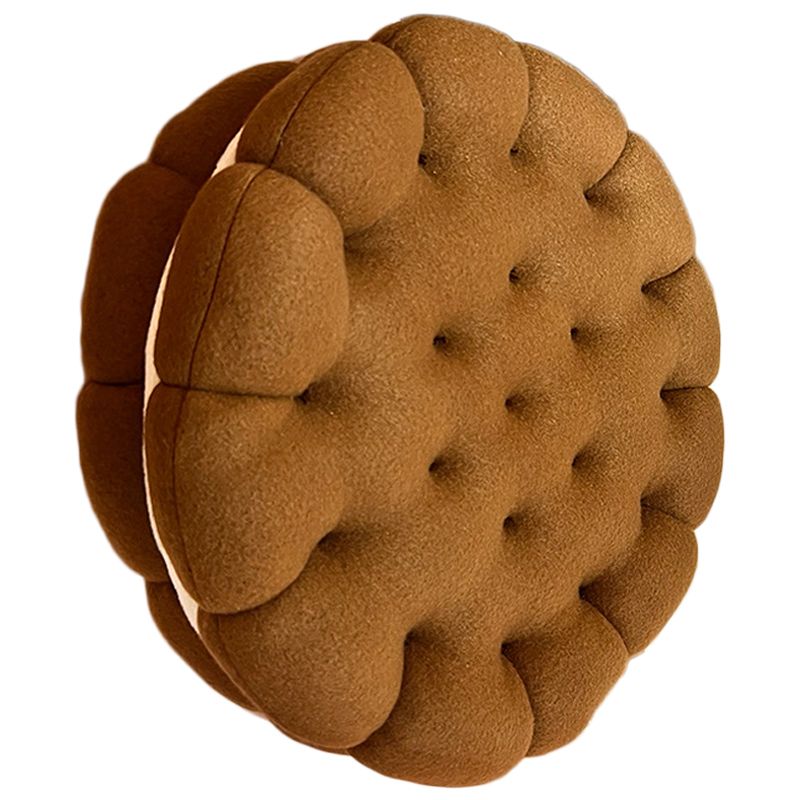 Cookie Cushion Cute Soft Breathable PP Cotton Filling Seating Cushion for Dormitory Bedroom Bedside 450g Chocolate