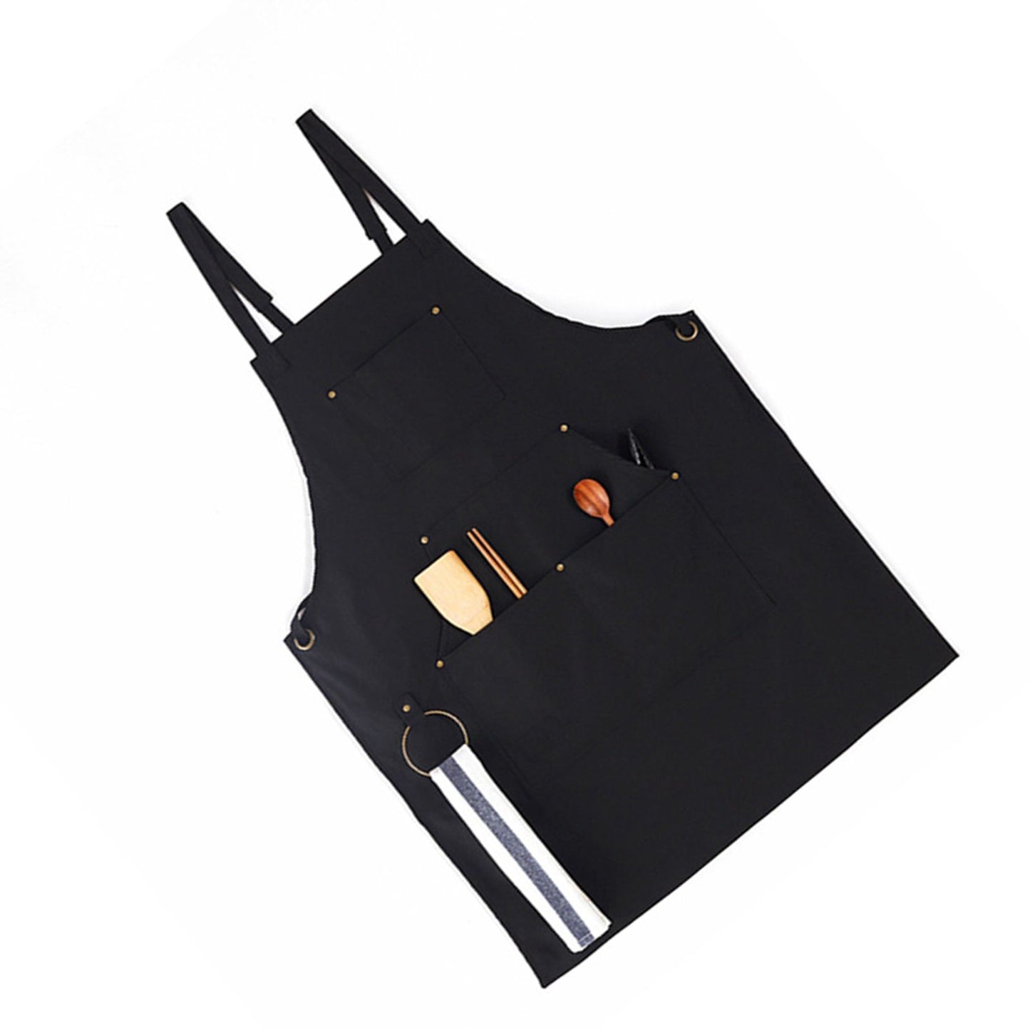 Barbecue Apron Adjustable Waterproof Work Tool Apron with Multiple Pockets Kitchen Apron