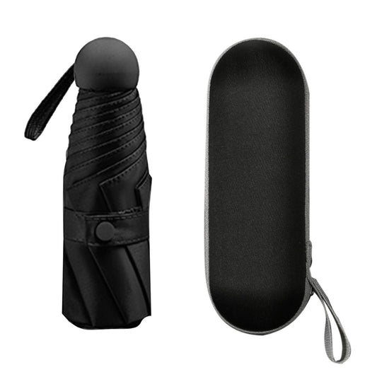 Capsule Umbrella Mini Pocket UV Resistant 2 Use 5 Section 8 Edged Outdoor Accessories Black