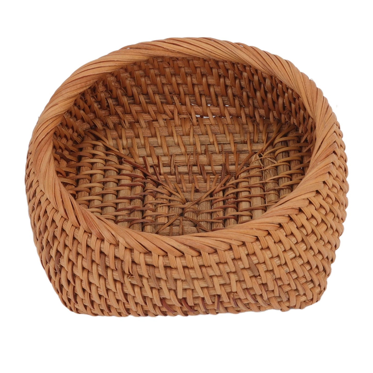 Rattan Storage Basket Hand Woven Simple Exquisite Rattan Organizer Storage Basket for Tea Sets Tableware L