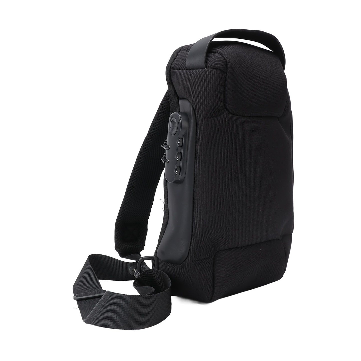 Shoulder Backpack Breathable Large Capacity Lockable Zipper Oxford Cloth Portable Sling Bag for Women Men Black