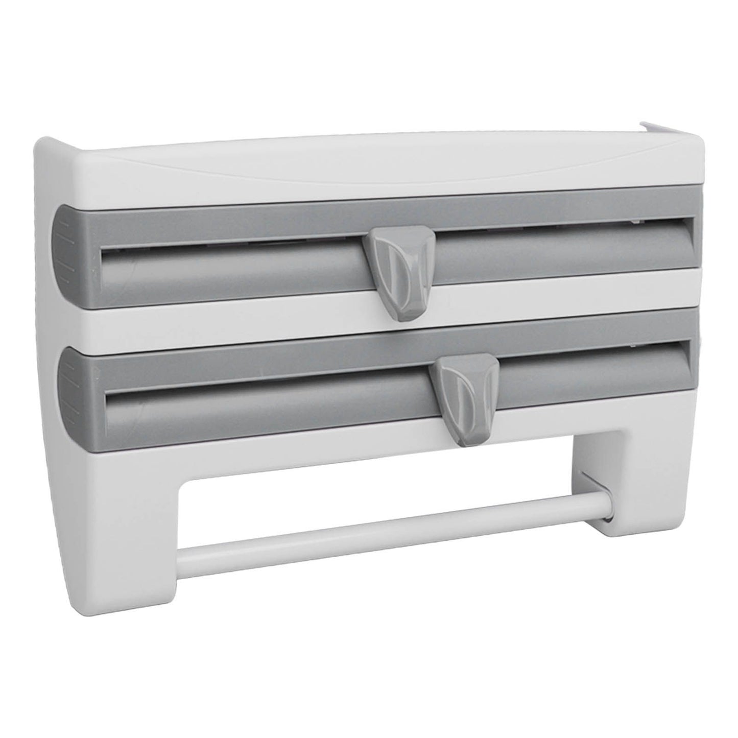 Cling Film Holder Wall Mount Multifunctional Cling Film Cutter with Screws for Kitchen Grey Blue