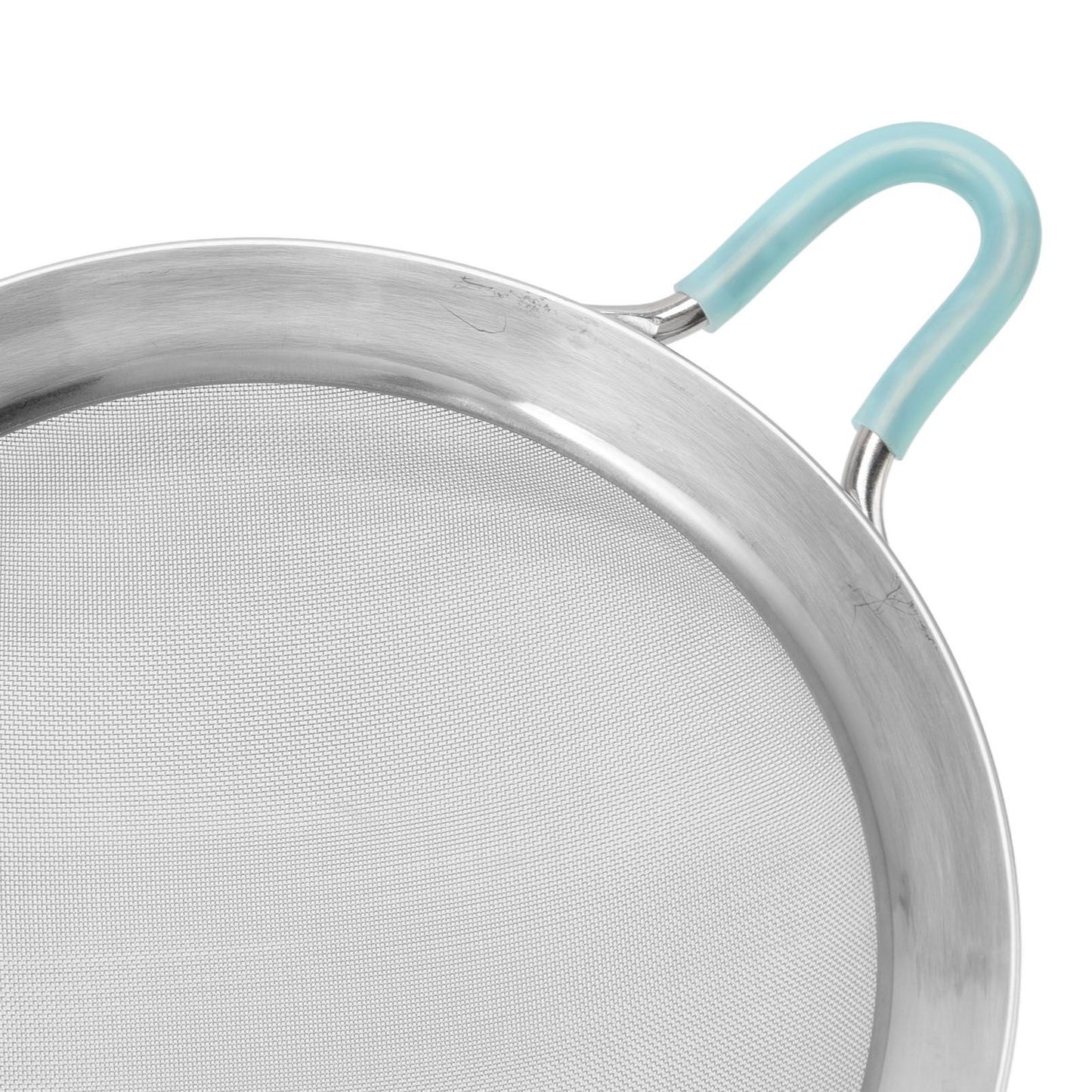 60 Mesh Fine Strainer Stainless Steel Handheld Flour Colander with Long Handle for Kitchen 14cm/5.5in