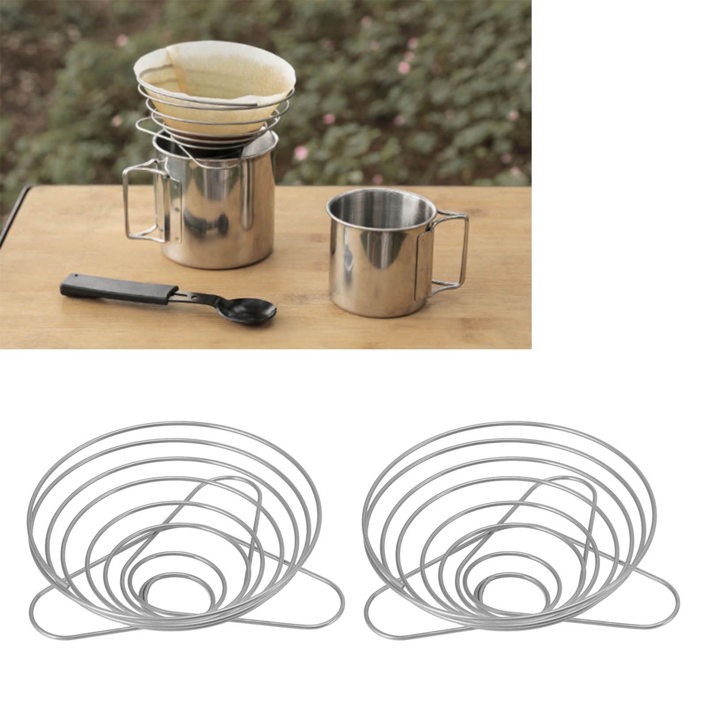 Foldable Coffee Filter Cup Stainless Steel Coffee Filter Holder Outdoor Camping Coffee Dripper Holder L 130x120x80mm/5.1x4.7x3.1in