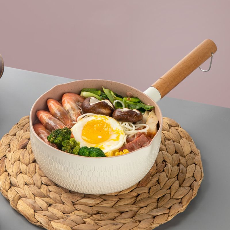 Japanese Style Saucepan Nonstick Milk Noodle Soup Sauce Pan Baby Food Cooking Pot White 20cm