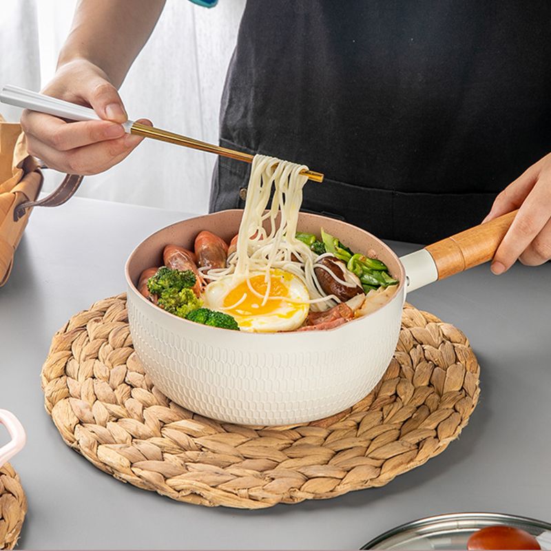 Japanese Style Saucepan Nonstick Milk Noodle Soup Sauce Pan Baby Food Cooking Pot White 20cm