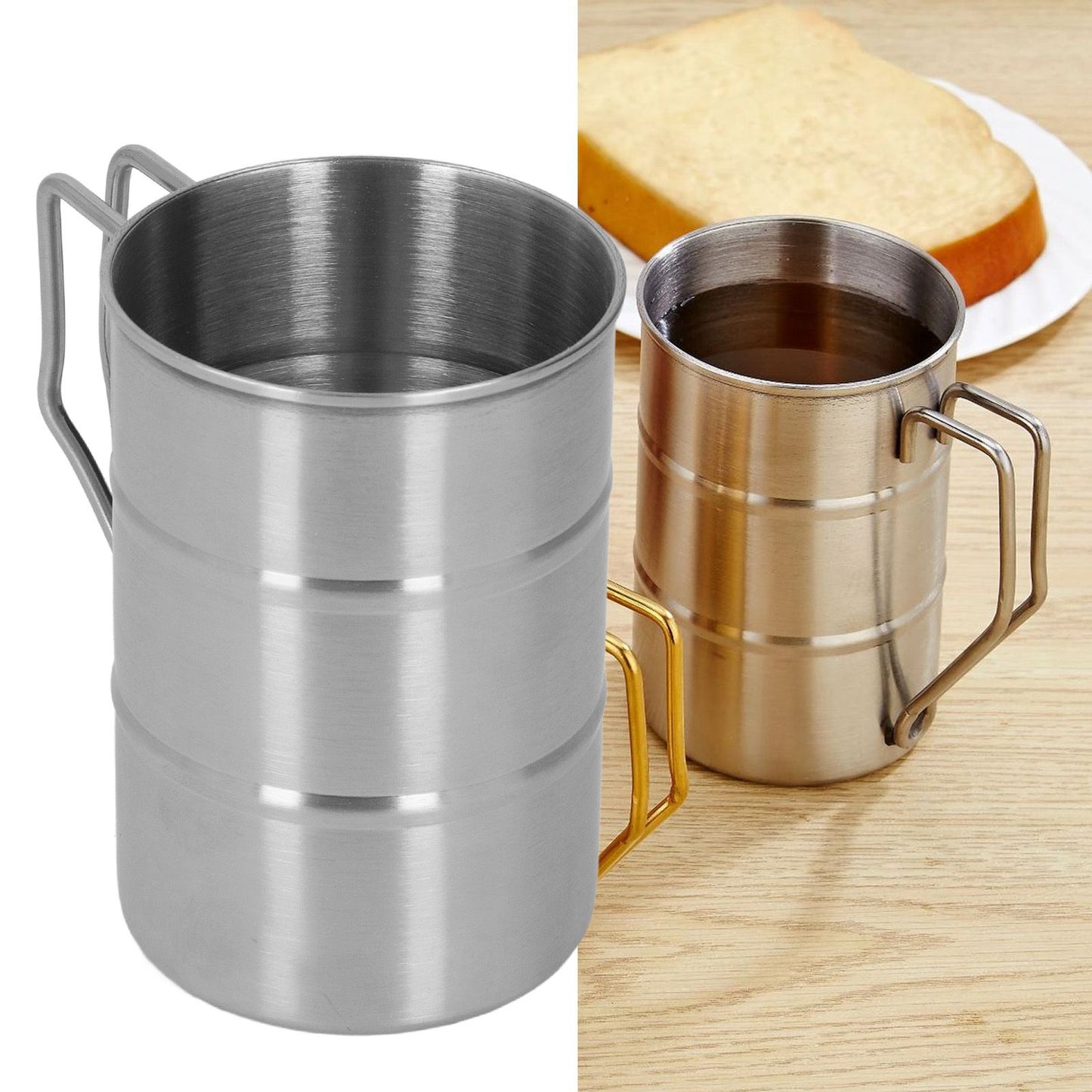Stainless Steel Coffee Mug Large Capacity Stainless Steel Beer Mug with Handle for Home Restaurant