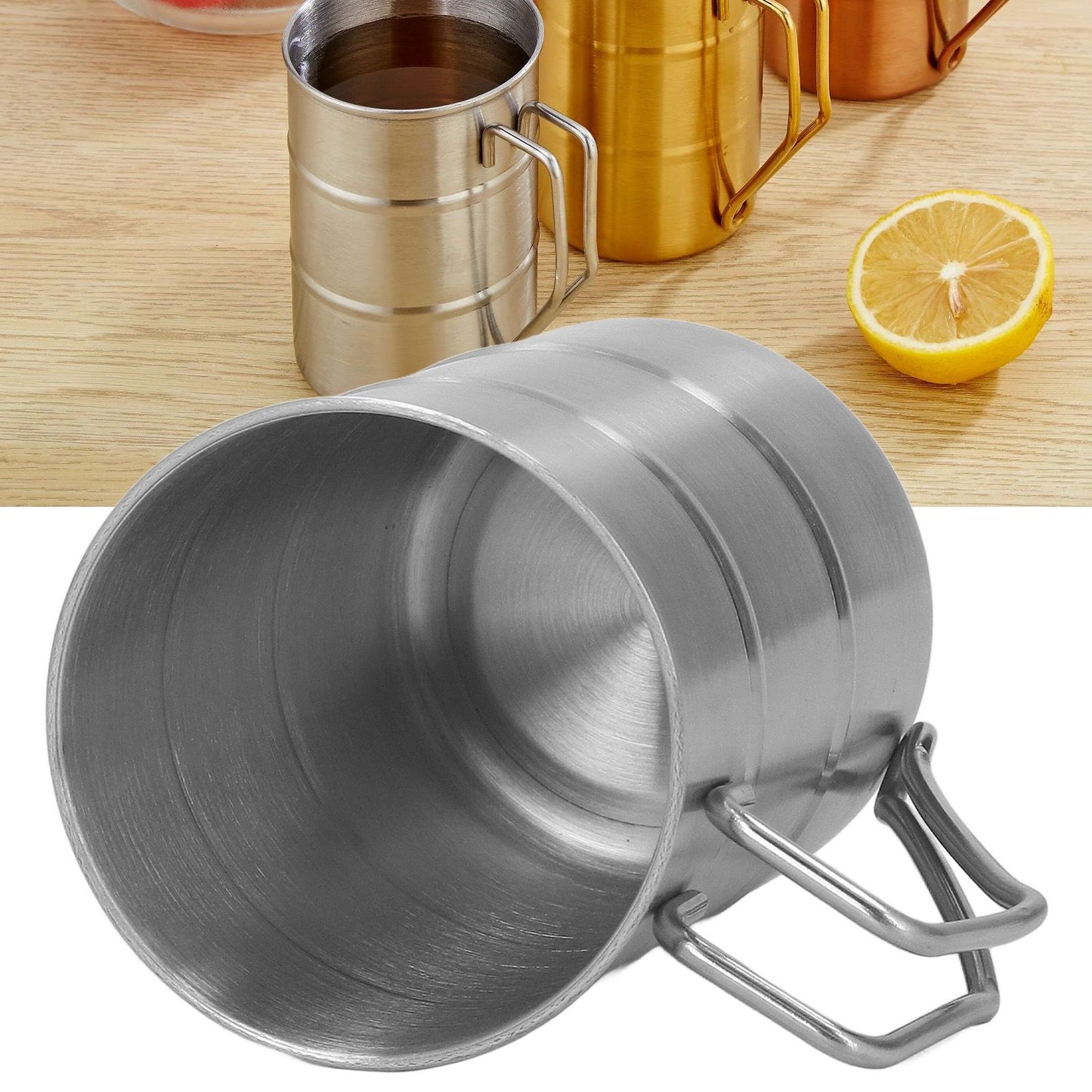 Stainless Steel Coffee Mug Large Capacity Stainless Steel Beer Mug with Handle for Home Restaurant