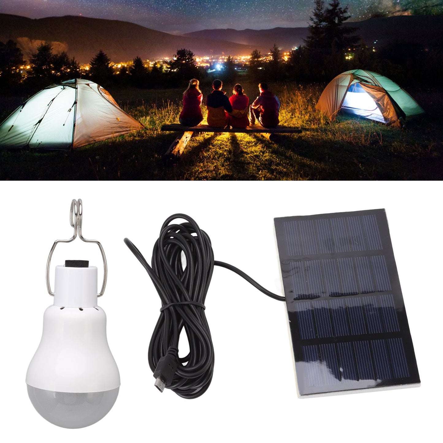Portable Solar LED Light Bulb Rechargeable Solar Light Bulb for Outdoor Hiking Fishing Camping Tent