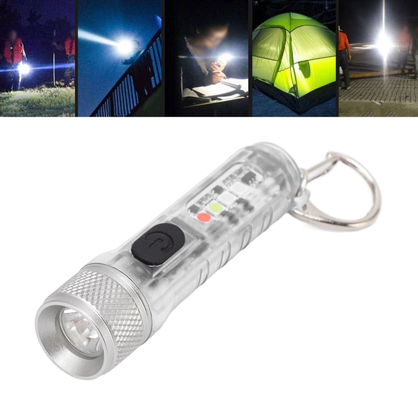 Keychain Flashlight Long Range Super Bright LED Flashlight USB Rechargeable Mini Flashlight for Outdoor M300 Non Fluorescent Transparent