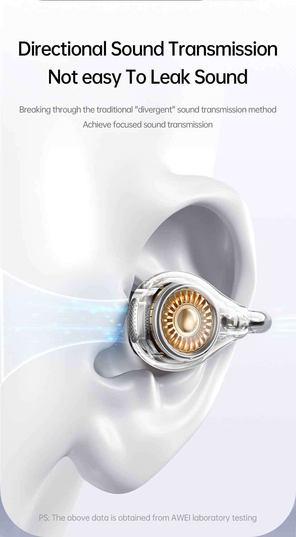 AWEI TZ50 Open Ear Wireless Earbuds with LED Power Display,orang