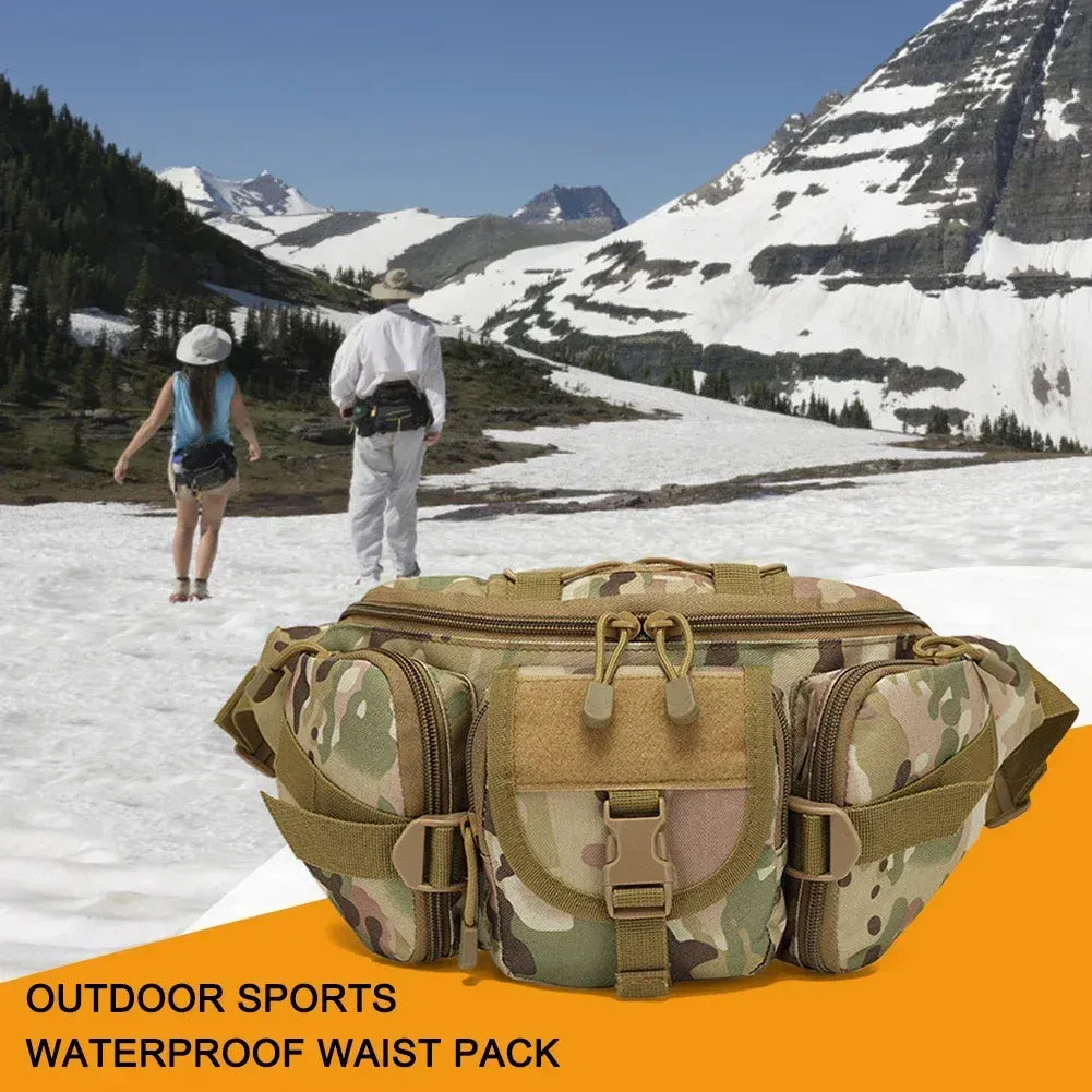 Outdoor Sports Fanny Pack Multipurpose Belt Bag for Camping Hiking Traveling Running Fishing - Black