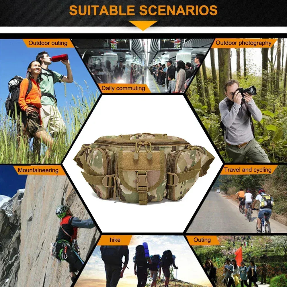 Outdoor Sports Fanny Pack Multipurpose Belt Bag for Camping Hiking Traveling Running Fishing - Digital