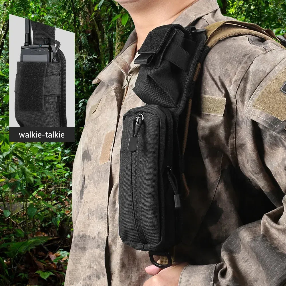 Shoulder Strap Bag Backpack Sundries Pouch Molle Accessory Pouch Tactical Additional Bag Multifunctional EDC - Black