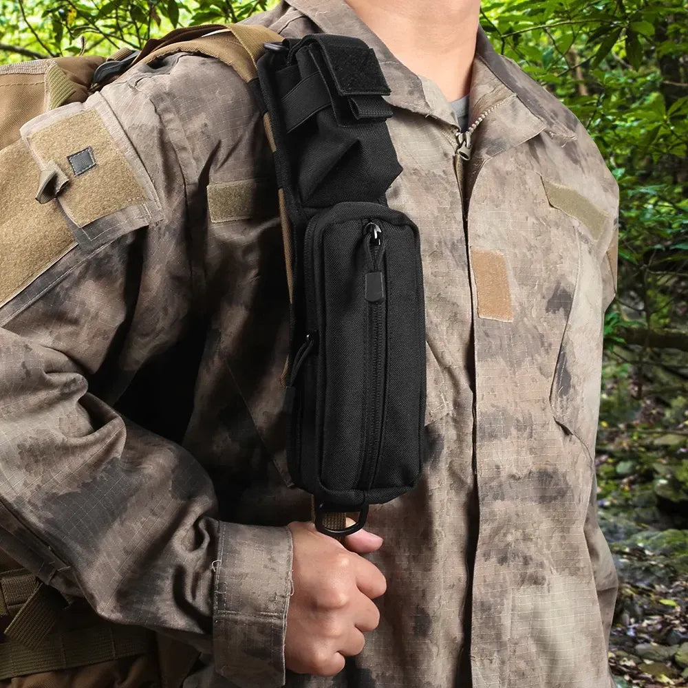 Shoulder Strap Bag Backpack Sundries Pouch Molle Accessory Pouch Tactical Additional Bag Multifunctional EDC - Khaki