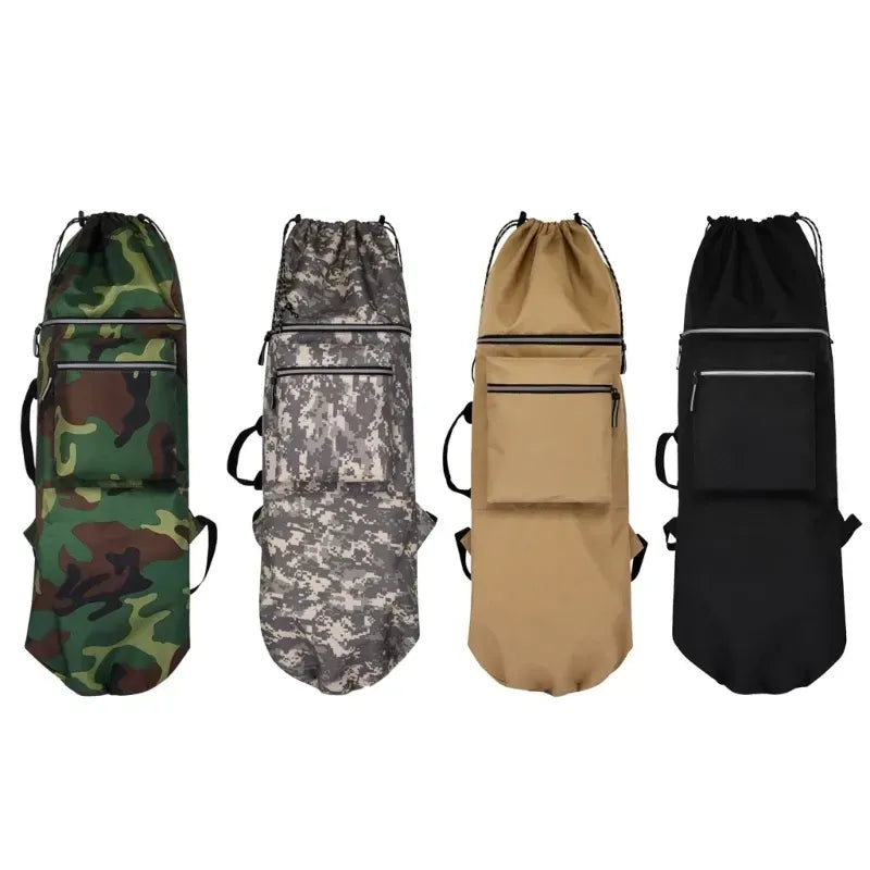 Skateboard Bag Longboards Carrying Case Double Shoulder Backpack Outdoor Travel - Gray Camouflage