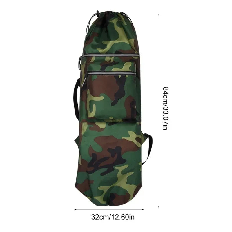 Skateboard Bag Longboards Carrying Case Double Shoulder Backpack Outdoor Travel - Green Camouflage