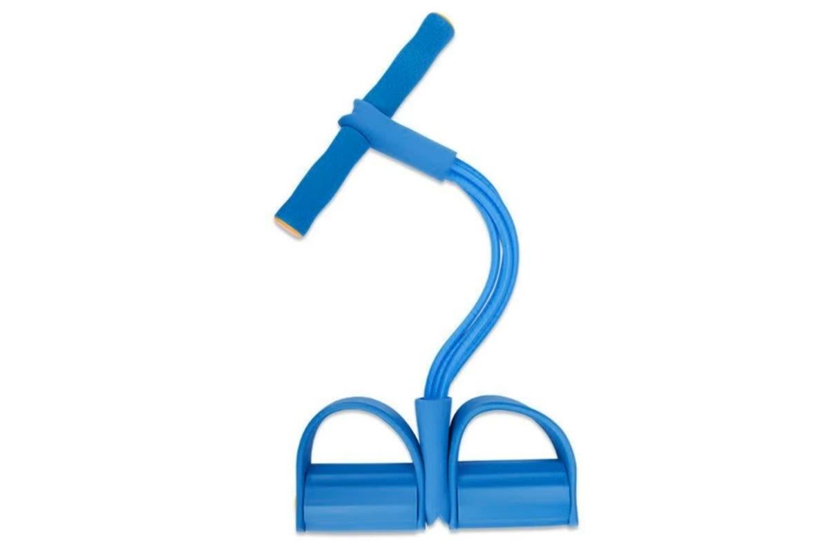 6 Tube Resistance Band Ankle Puller Foot Pedal Fitness Exercise Rope - Blue