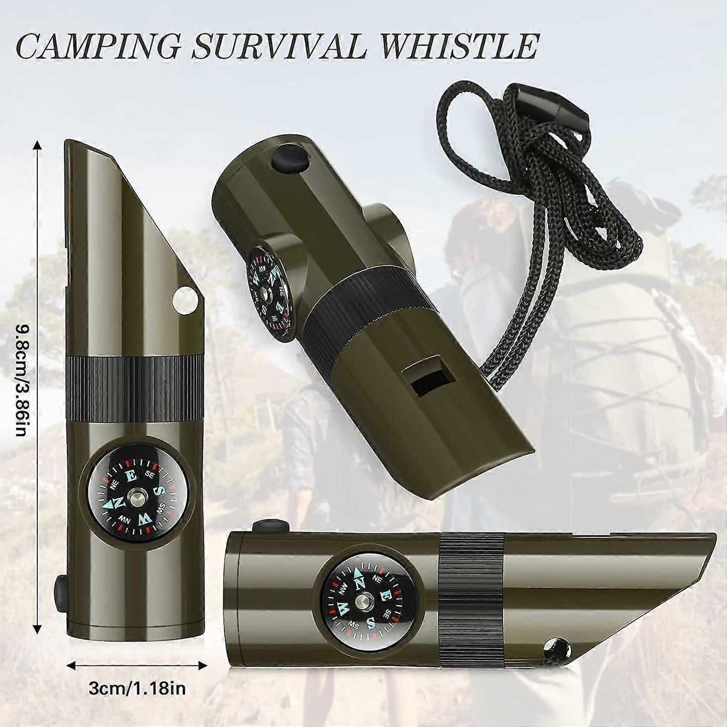 Camping Survival Kit with Lanyard Emergency Compass Safety Whistle Emergency Whistle Kid Survival Kit Outdoor Multi Function Tool for Camping Hiking