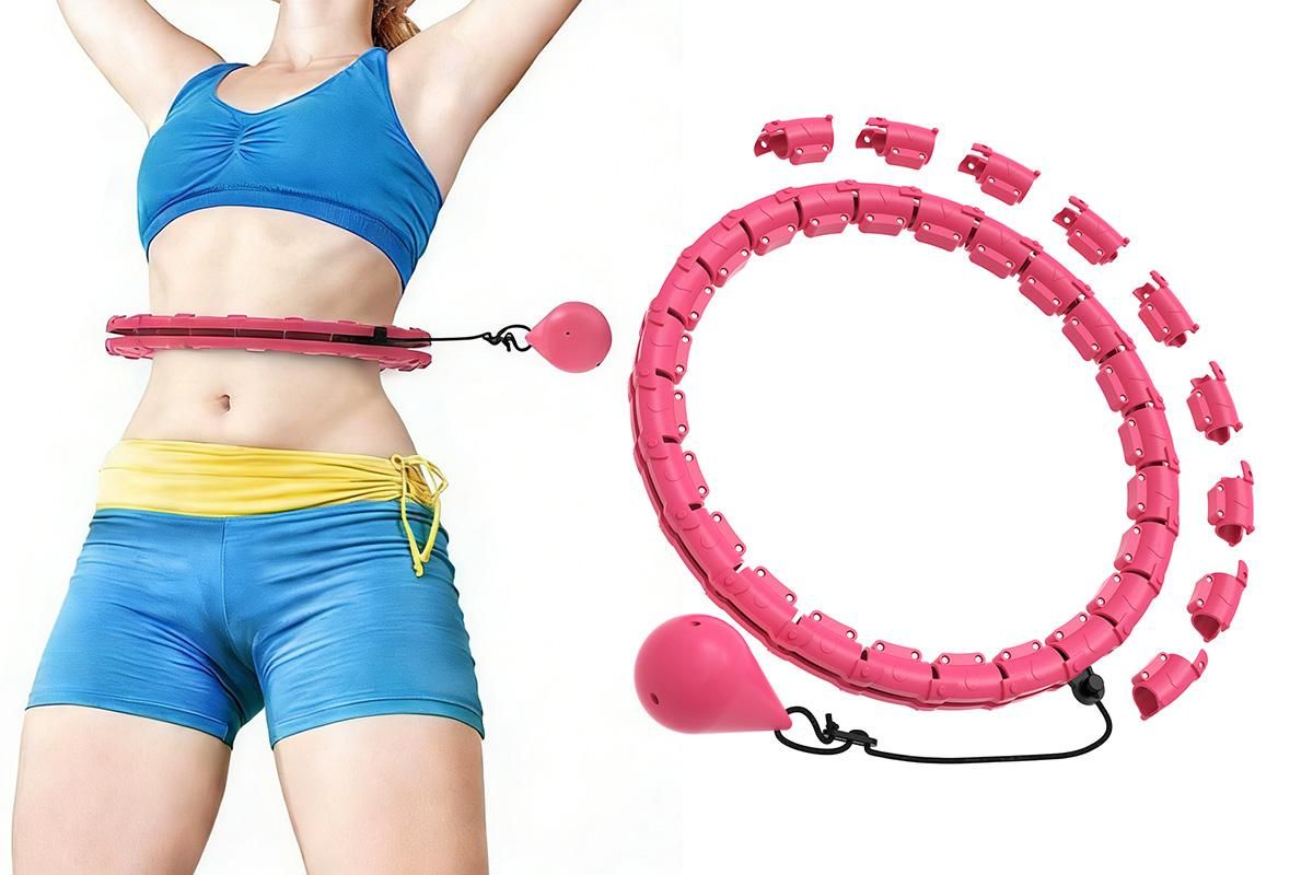 32 Section Weighted Hula Hoop with Massage Rollers - Purple