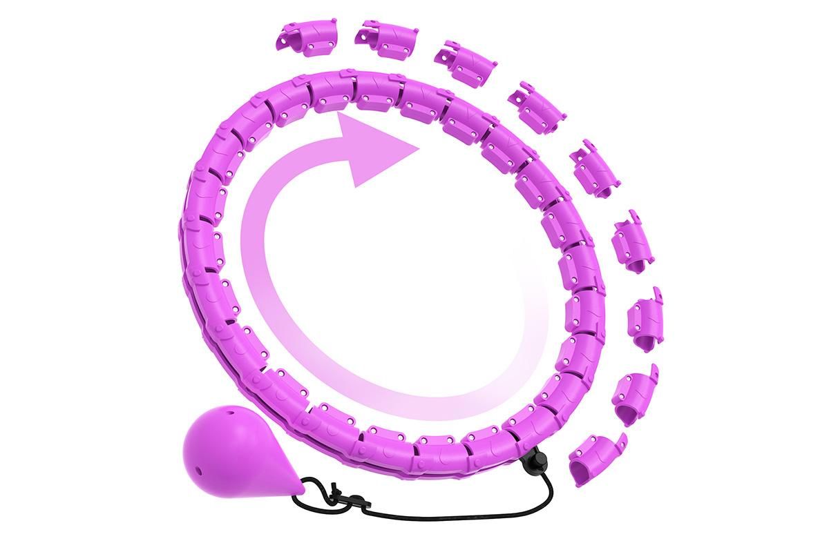 32 Section Weighted Hula Hoop with Massage Rollers - Purple