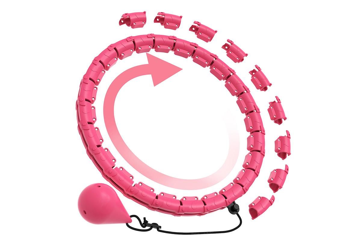 32 Section Weighted Hula Hoop with Massage Rollers - Pink