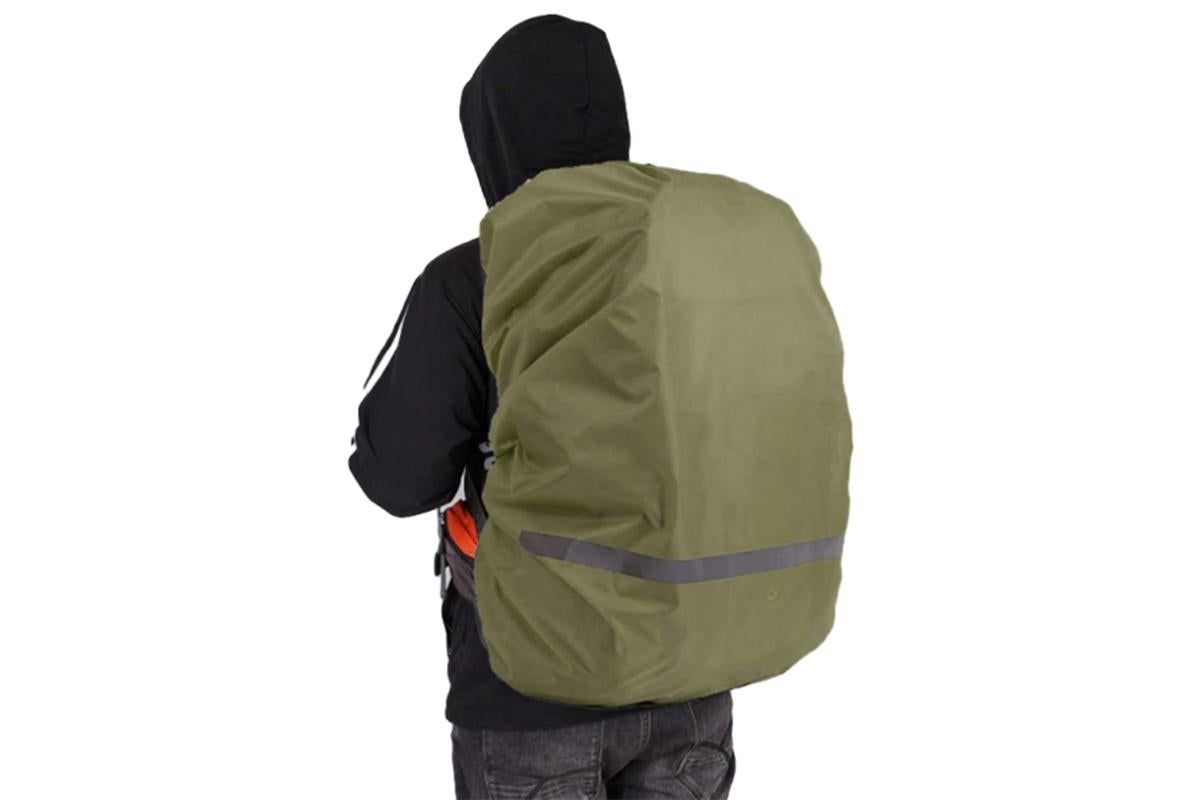 High-Visibility Backpack Rain Cover with Reflective Strip Water-Resistant Outdoor Night Travel Bag Cover -Army Green / M