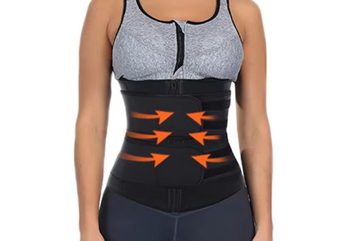 Sweat Waist Trainer for Women Sauna Sweat Belt Slim Body Shaper Corset - Black & M