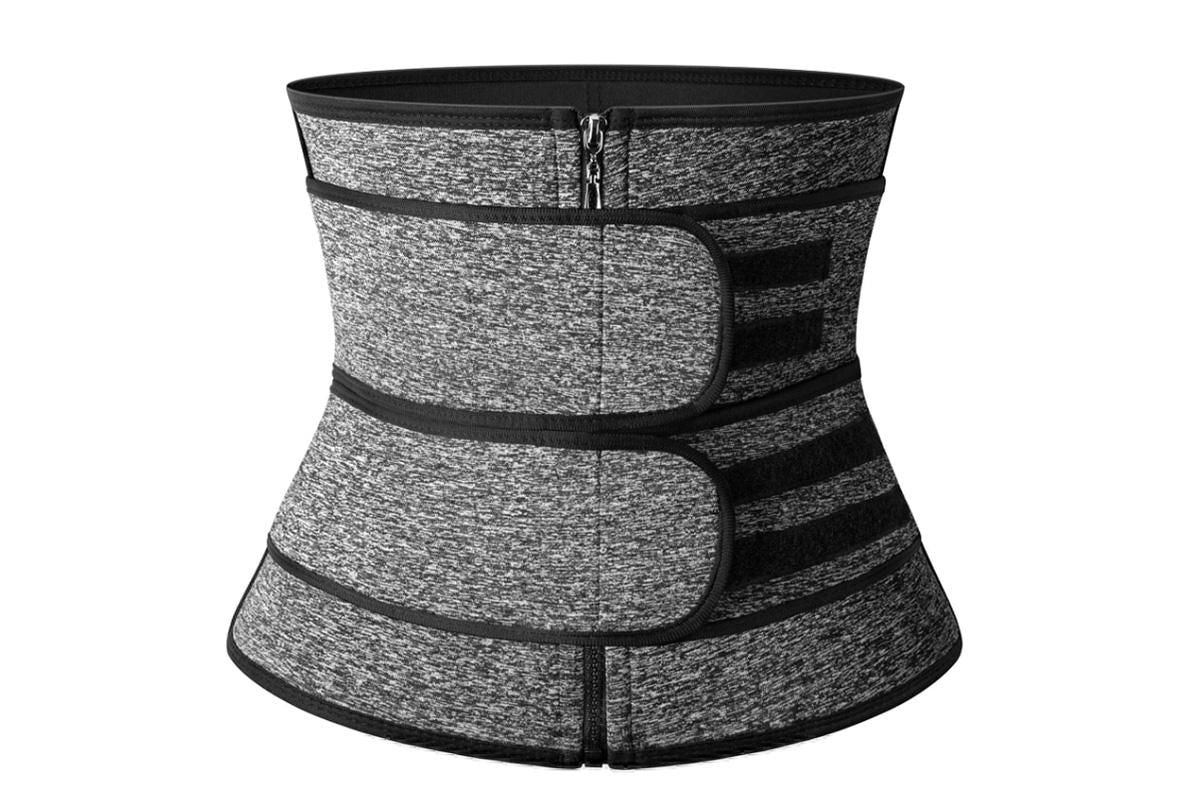 Sweat Waist Trainer for Women Sauna Sweat Belt Slim Body Shaper Corset - Grey & M