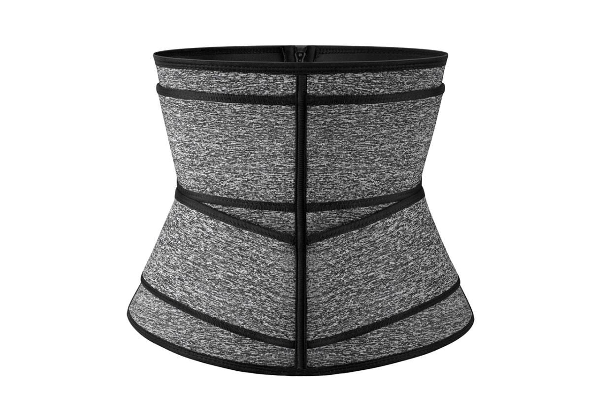 Sweat Waist Trainer for Women Sauna Sweat Belt Slim Body Shaper Corset - Grey & XL