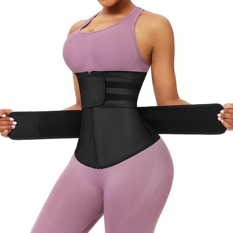 Sweat Waist Trainer for Women Sauna Sweat Belt Slim Body Shaper Corset - Grey & XL