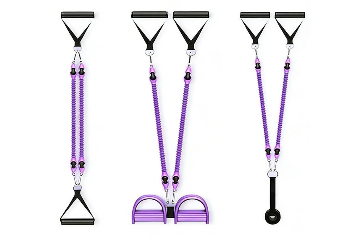 1 Set 4-in-1 Resistance Band Pedal Puller for Sit-Up Home Gym Yoga Pilates - 2 Tubes