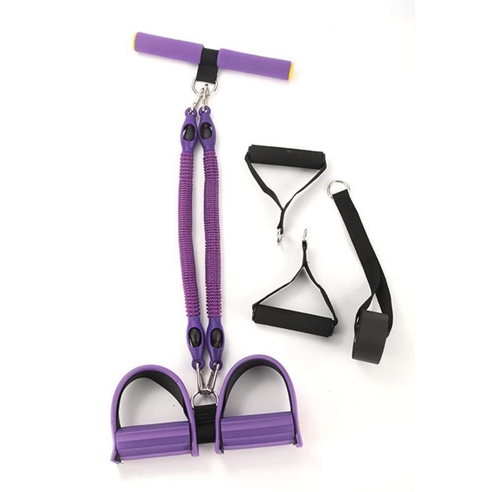 1 Set 4-in-1 Resistance Band Pedal Puller for Sit-Up Home Gym Yoga Pilates - 2 Tubes