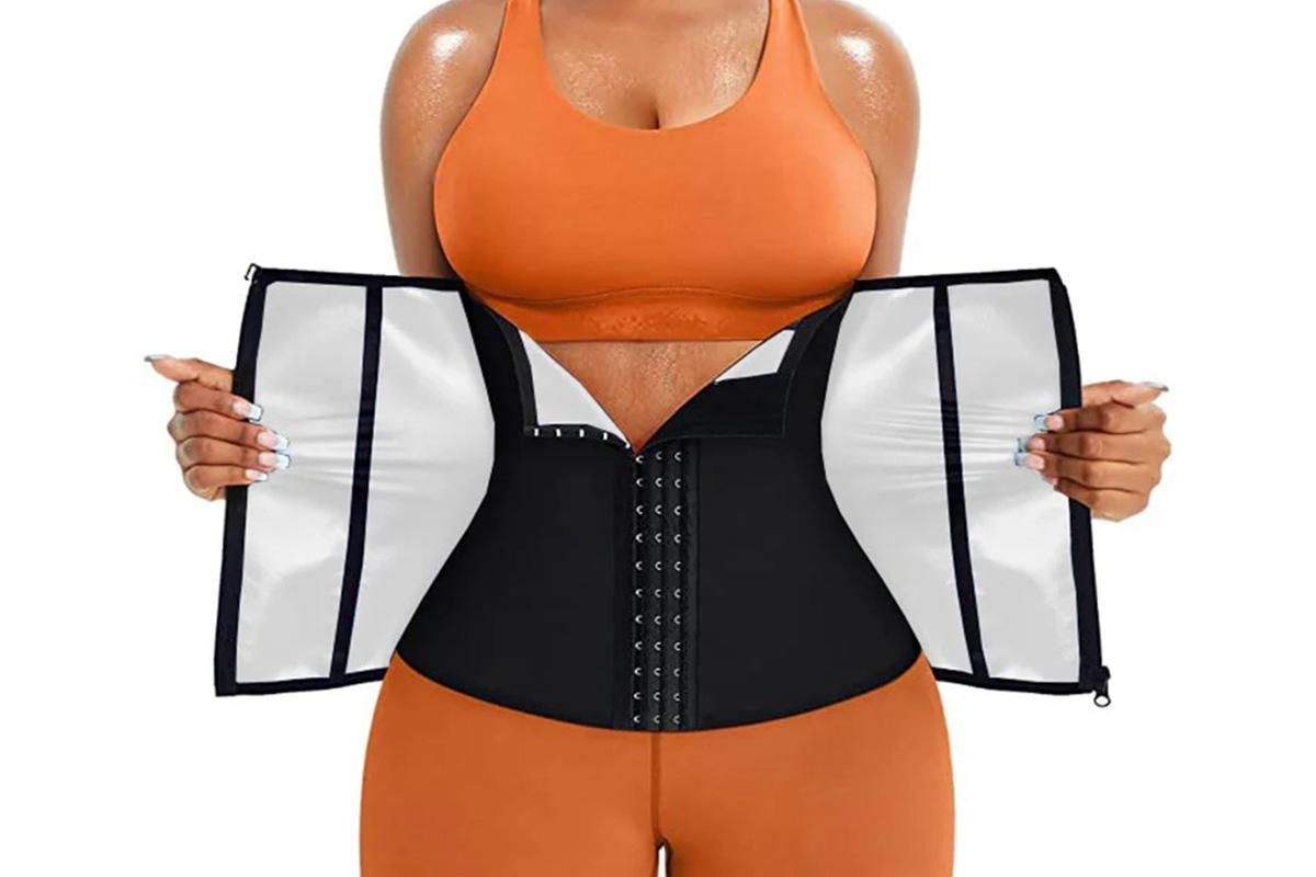 Women's Workout Waist Trainer - 3-Row Hook & Zip Slimming Belt for Yoga & Fitness - Silver & M