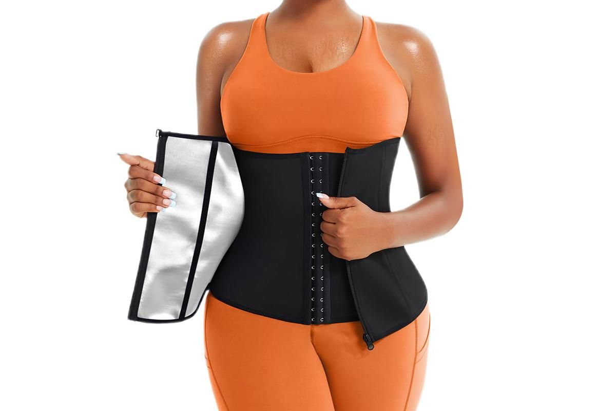 Women's Workout Waist Trainer - 3-Row Hook & Zip Slimming Belt for Yoga & Fitness - Silver & 3XL