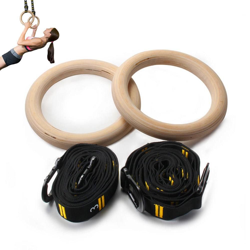 Wooden Gymnastic Rings Set Adjustable Fitness Rings for Home Workouts