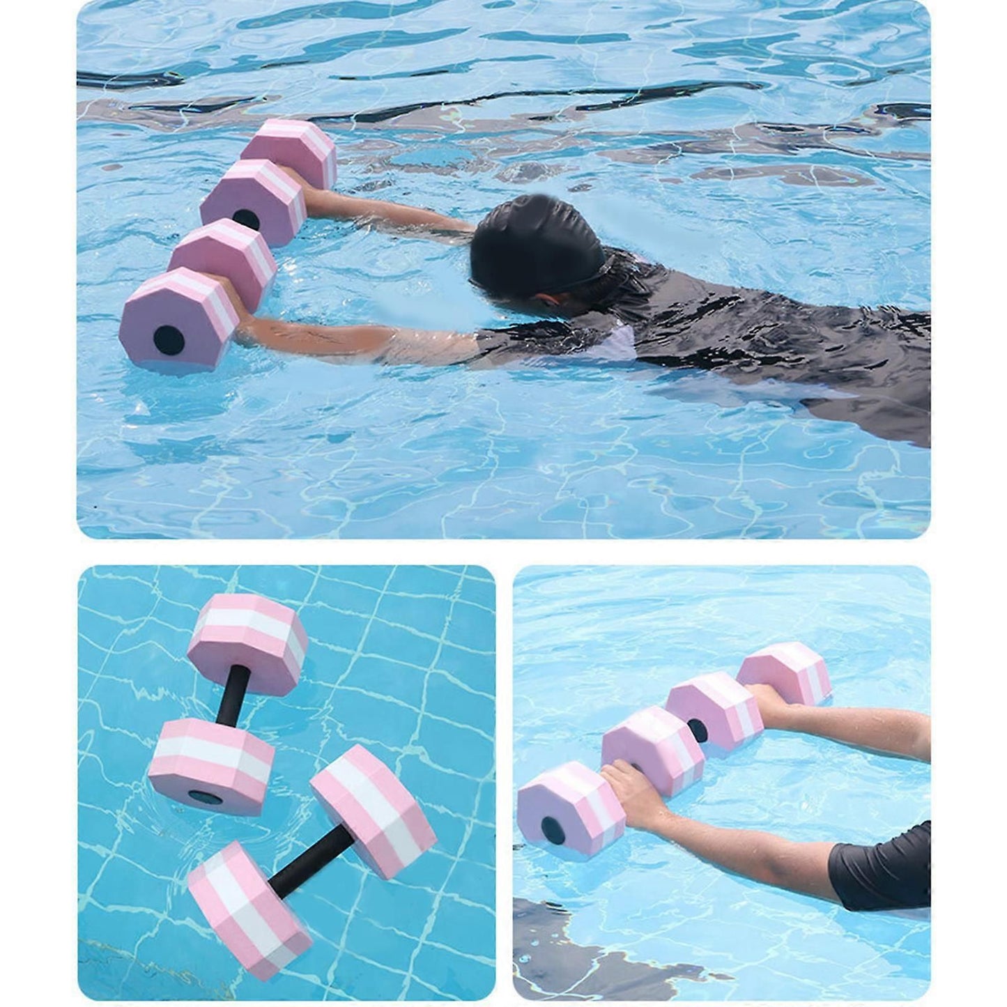 Aquatic Dumbells,1 Pair Water Aerobic Exercise Foam-Dumbbell Pool Resistance,Water Aqua Fitness-Barbells Hand Bar Gift Pink