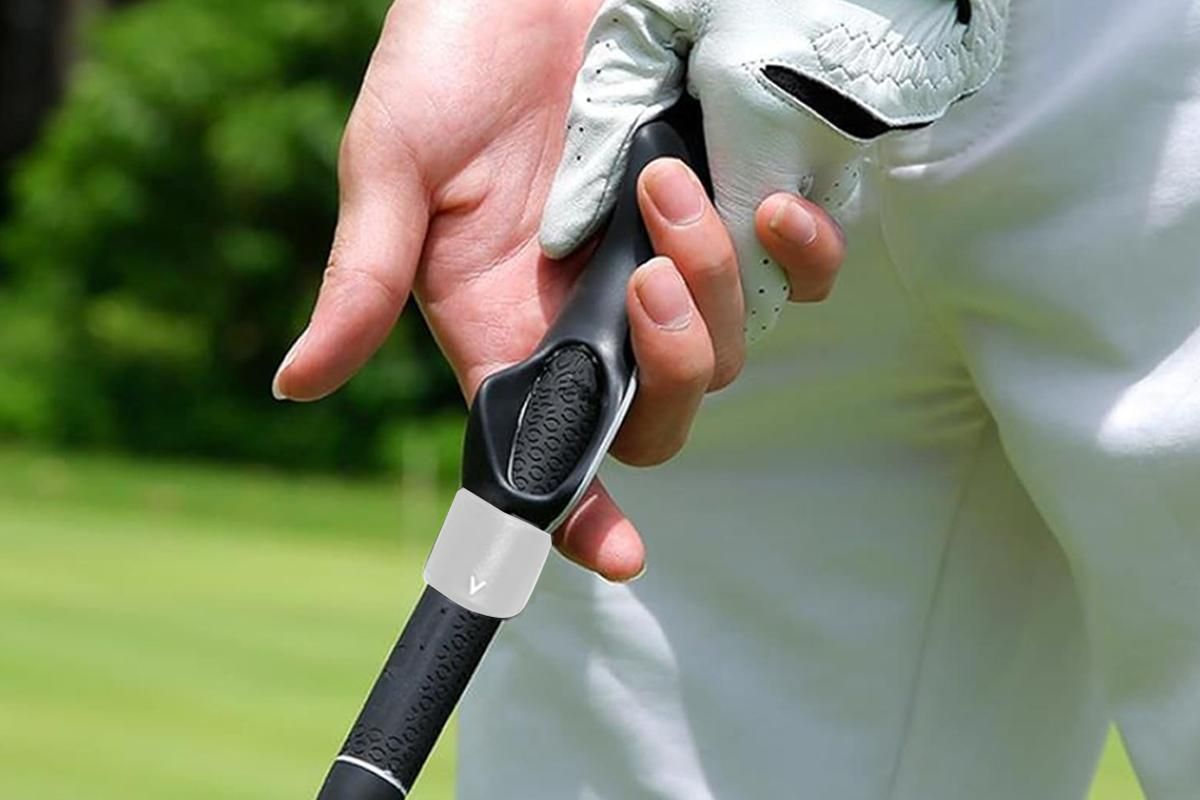 Golf Club Grip Trainer Attachment for Improved Hand Positioning -Grey