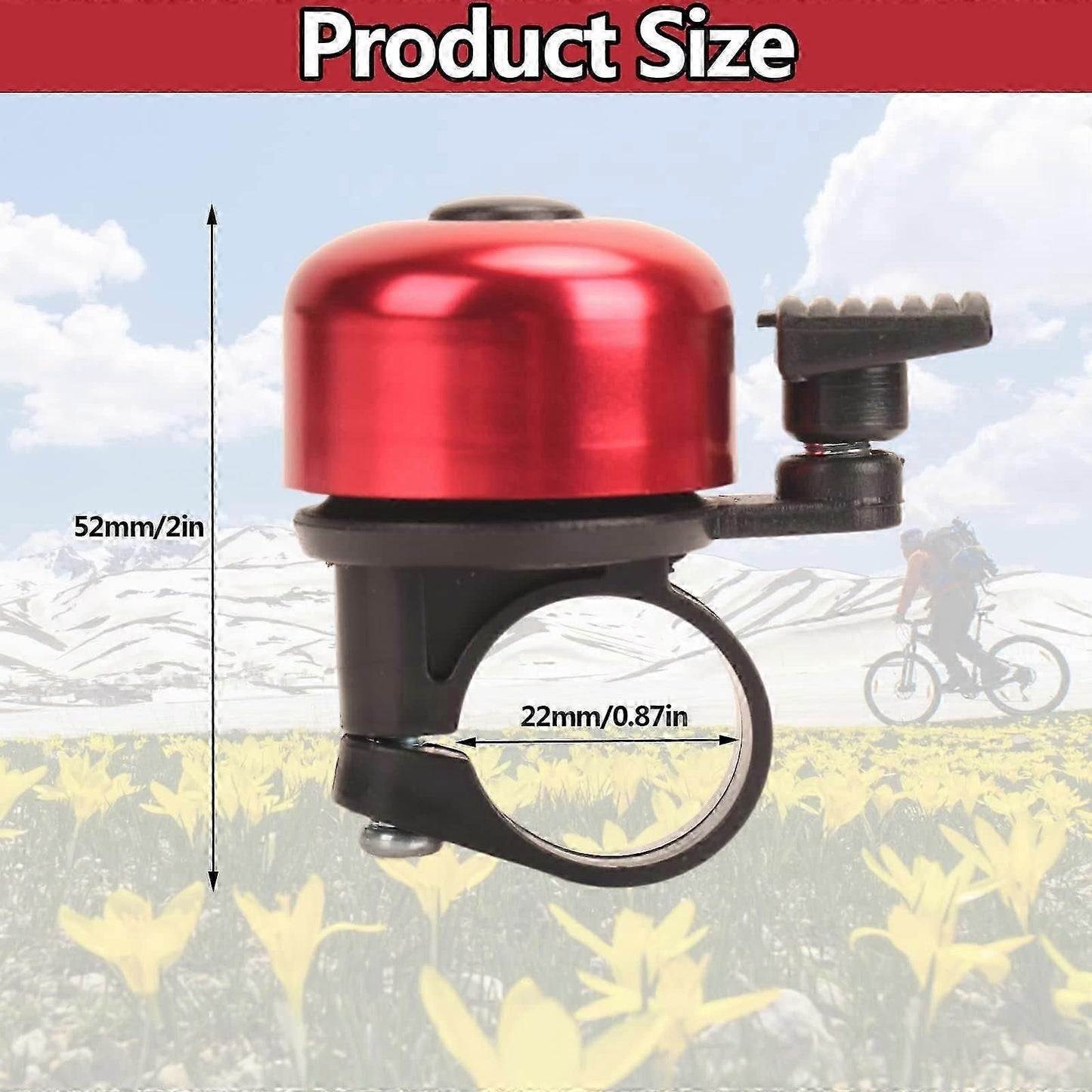 2PCS Bike Bell Bicycle Bell With Loud Crisp Clear Sound, Road And Mountain Bike Bell (Red)