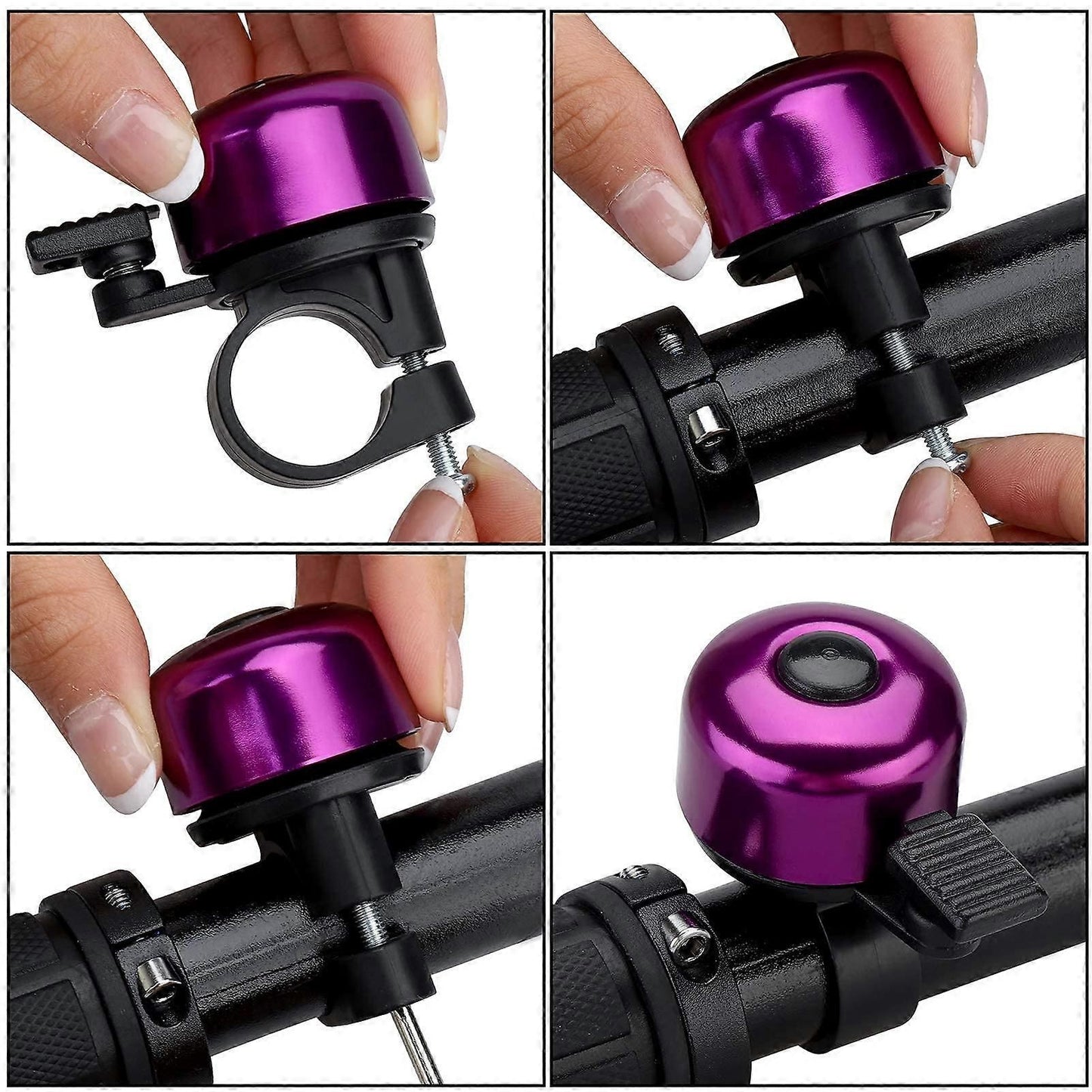 2PCS Bike Bell Bicycle Bell with Loud Crisp Clear Sound, Road and Mountain Bike Bell (Purple)