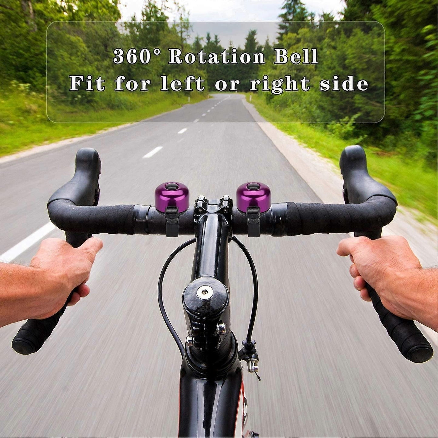2PCS Bike Bell Bicycle Bell with Loud Crisp Clear Sound, Road and Mountain Bike Bell (Purple)