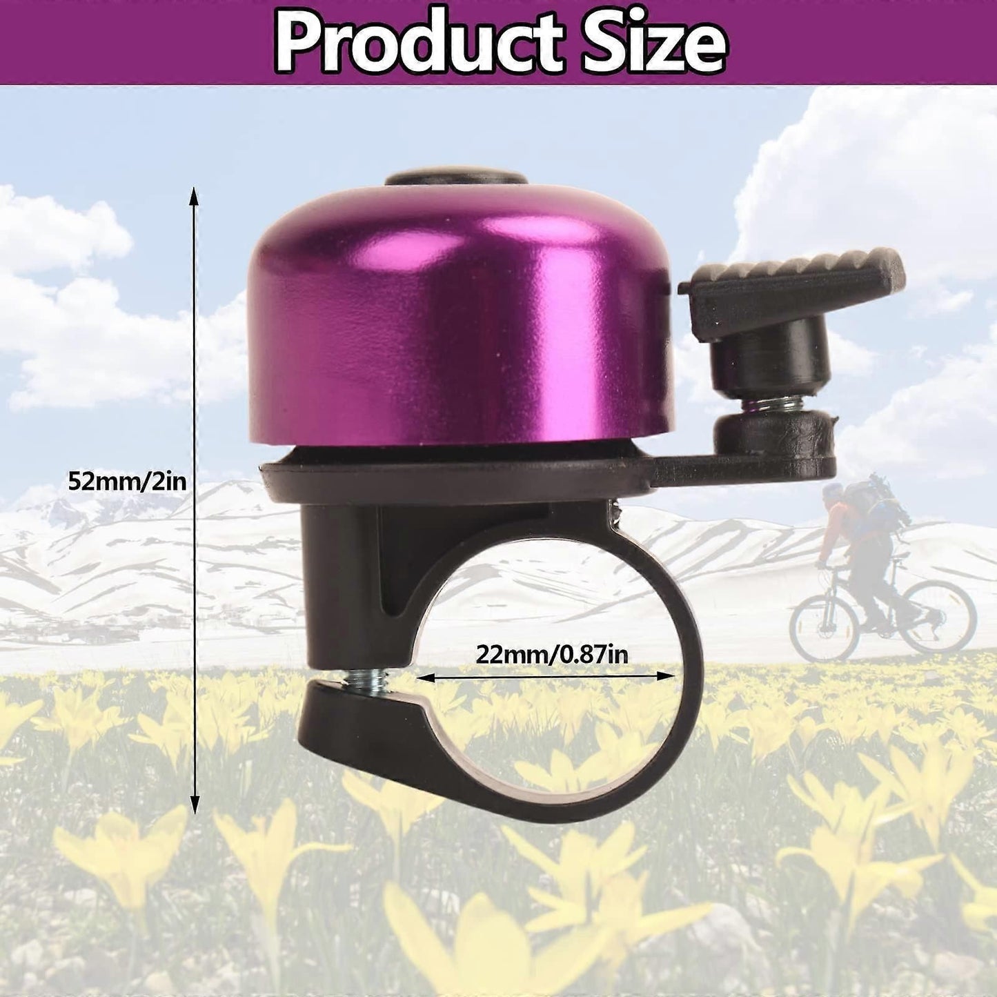 2PCS Bike Bell Bicycle Bell with Loud Crisp Clear Sound, Road and Mountain Bike Bell (Purple)