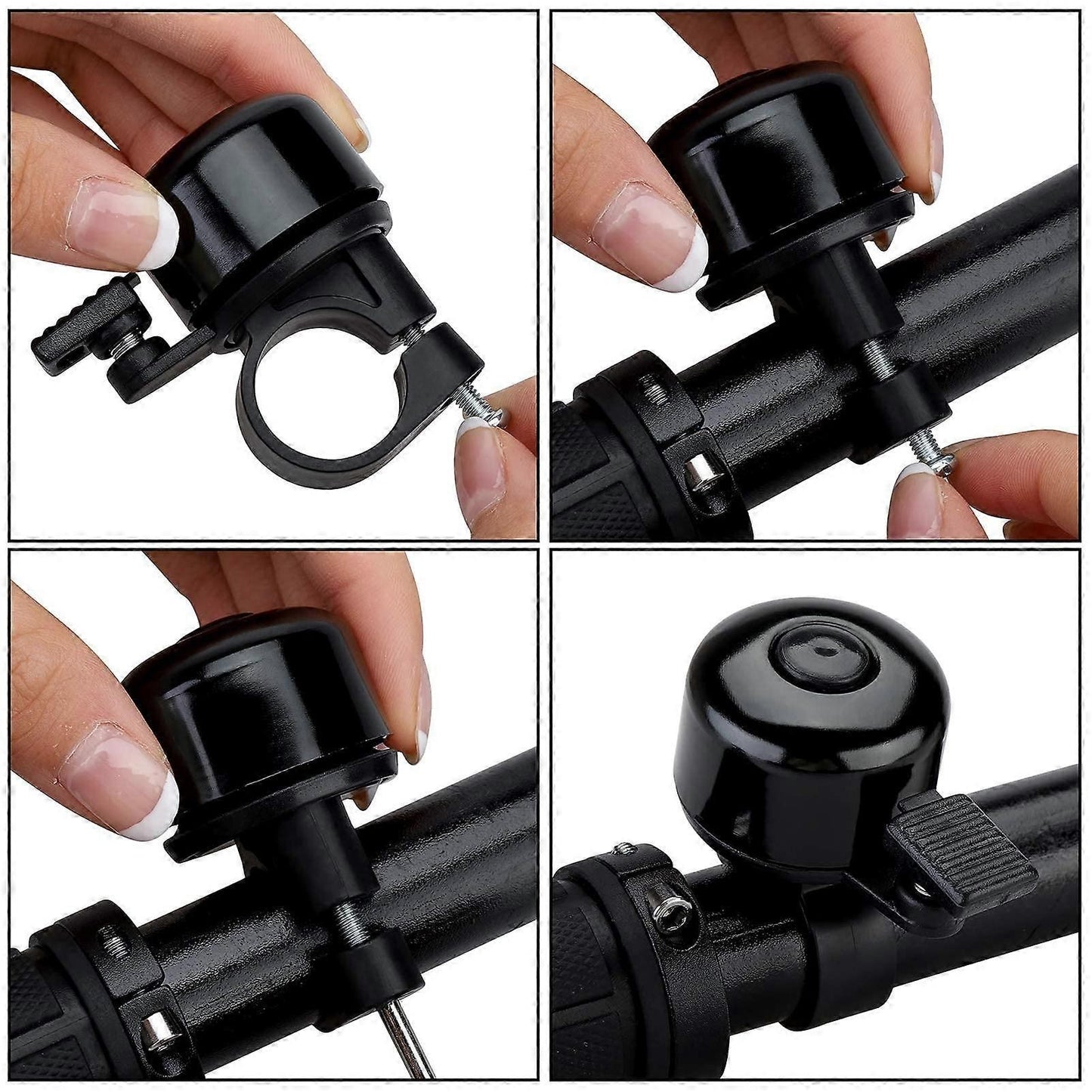 2PCS Bike Bell Bicycle Bell with Loud Crisp Clear Sound, Road and Mountain Bike Bell (Black)
